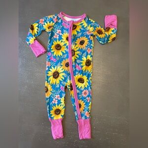 3-6m Little Sleepies Sunflower and Pink Accent Zippy